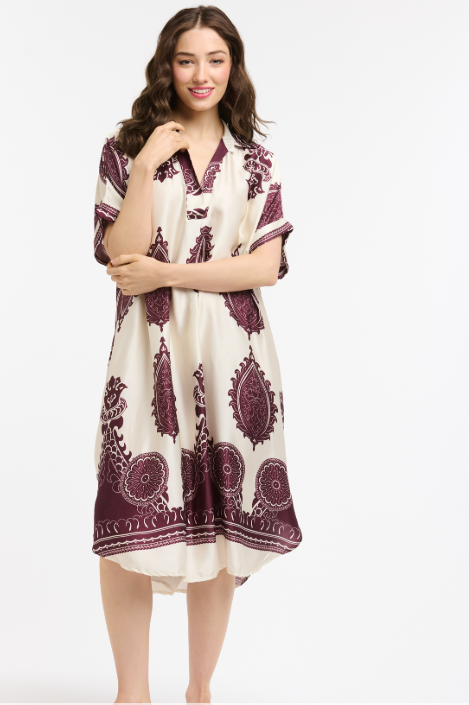 Urban Luxury - Viscose Dress in Burgandy