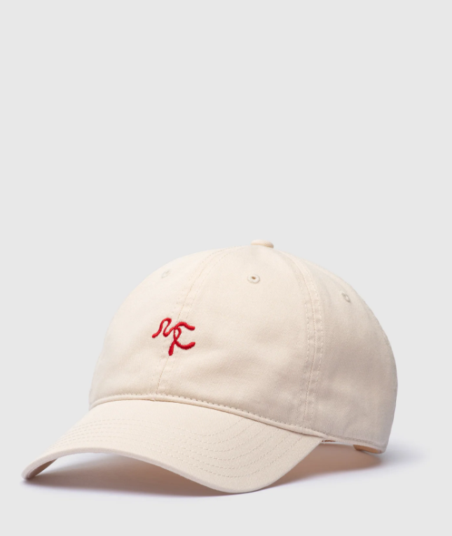 Mia Capri - Embroided Cap in Off White/Red