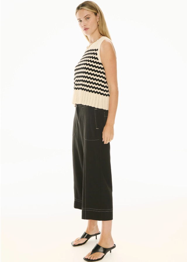 Pol - Bonde Tank Knit in Ivory/Black