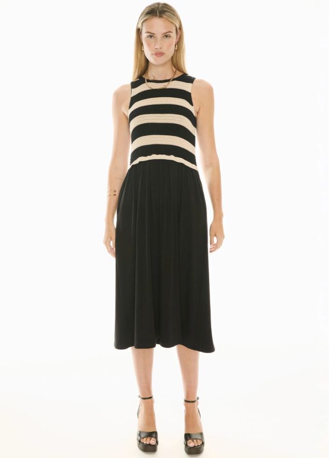 Pol - Bonde Knit Dress in Black/Ivory