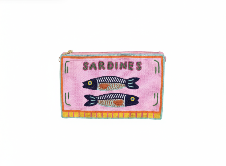 Anna Nova - Beaded Sardines Clutch in Pink