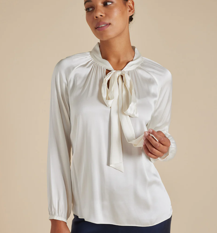 Alessandra - Analise Silk Top in Ivory