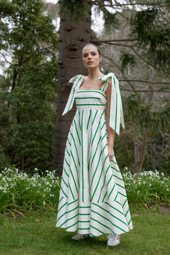 ASTON -  Pippa Dress in Mantis /Antique Stripe