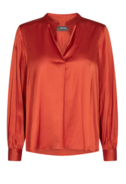 Mos Mosh - Enfa Satin Blouse in Blazing Orange