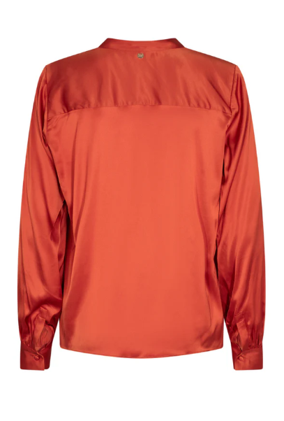 Mos Mosh - Enfa Satin Blouse in Blazing Orange