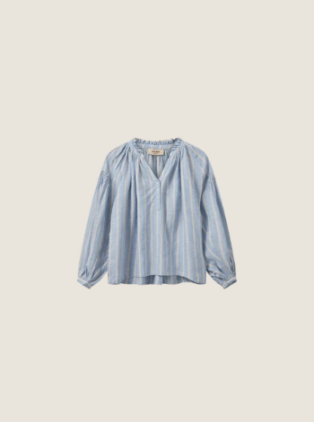 Mos Mosh -Safi Striped Linen Shirt in Cashmere Blue