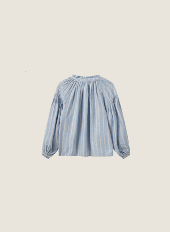 Mos Mosh -Safi Striped Linen Shirt in Cashmere Blue