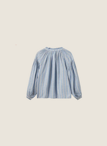 Mos Mosh -Safi Striped Linen Shirt in Cashmere Blue