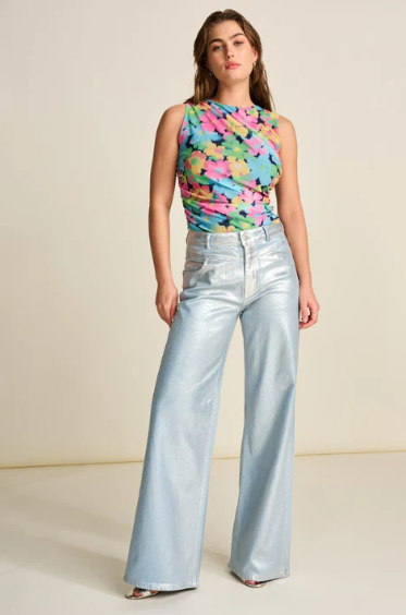 POM - Wide Leg Jean in Denim Metallic