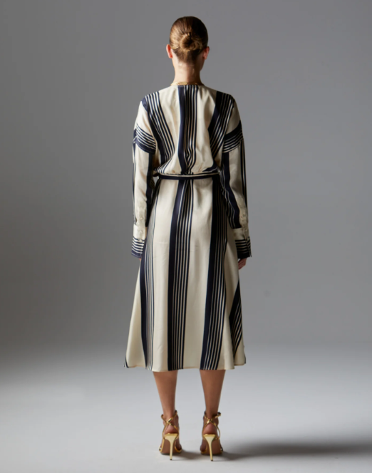 Fate + Becker - Heartstopper Midi Dress in Navy Stripe