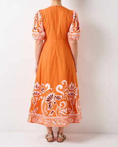 Walnut - Santorini Dress in Tangerine