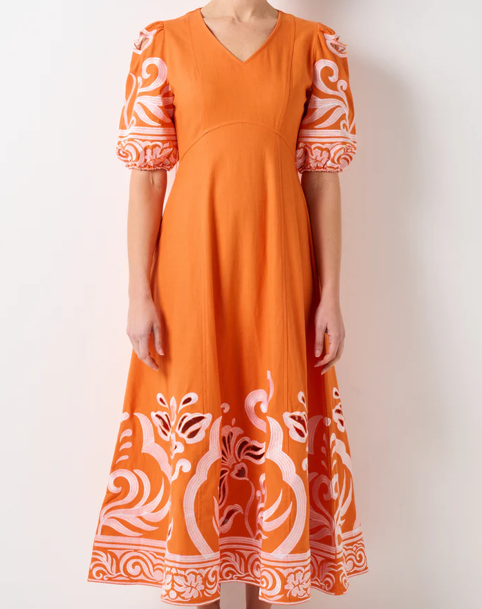 Walnut - Santorini Dress in Tangerine