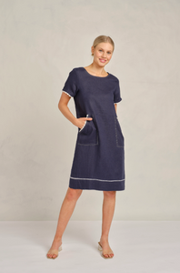 Alessandra - Chiara Wave Dress in Navy