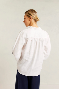 Alessandra - Calla Shirt in White/Navy