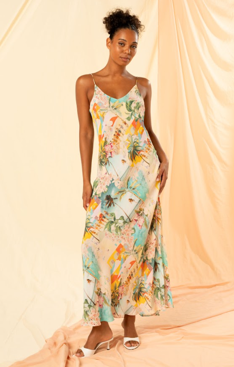 Kachel - Lia Maxi Slip Dress in Vacanza