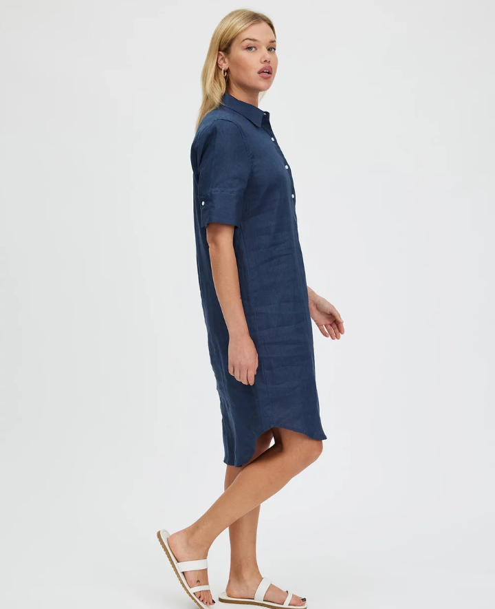 FWRD - Hettie Shirt Dress in French Navy