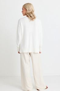 Flo + Frankie - Island Pleat Front Wide Leg Pant in Natural