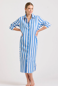 Shirty - Andrea Shirt Dress in Mid Blue Stripe