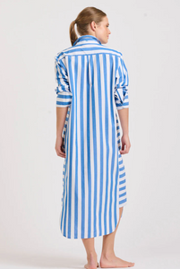 Shirty - Andrea Shirt Dress in Mid Blue Stripe