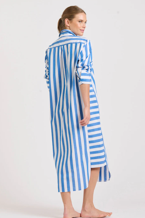 Shirty - Andrea Shirt Dress in Mid Blue Stripe