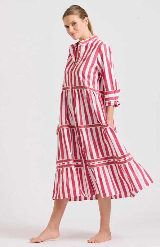 Shirty - Sandy Tired Dress in Red Wide Stripe