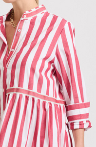 Shirty - Sandy Tired Dress in Red Wide Stripe