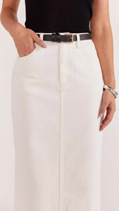 Staple the Label - Innes Denim Midi Skirt in White