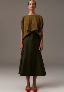 POL - Ollie Faux Leather Skirt in Khaki