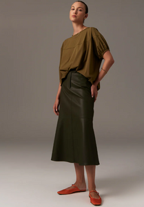 POL - Ollie Faux Leather Skirt in Khaki