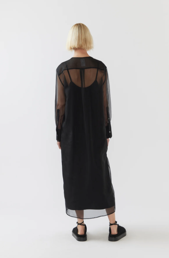 Foemina - Estelle Dress in Black Silk Organza