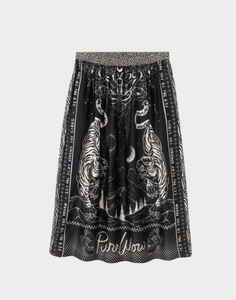 Me369 - Vanessa Printed Midi Black Magic Skirt