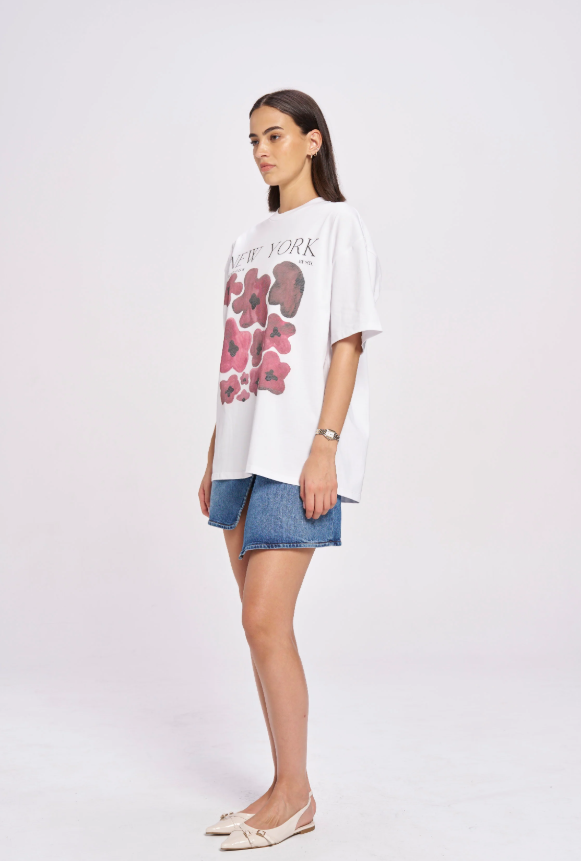 Maku - New York Fleur Tee in Lucent White
