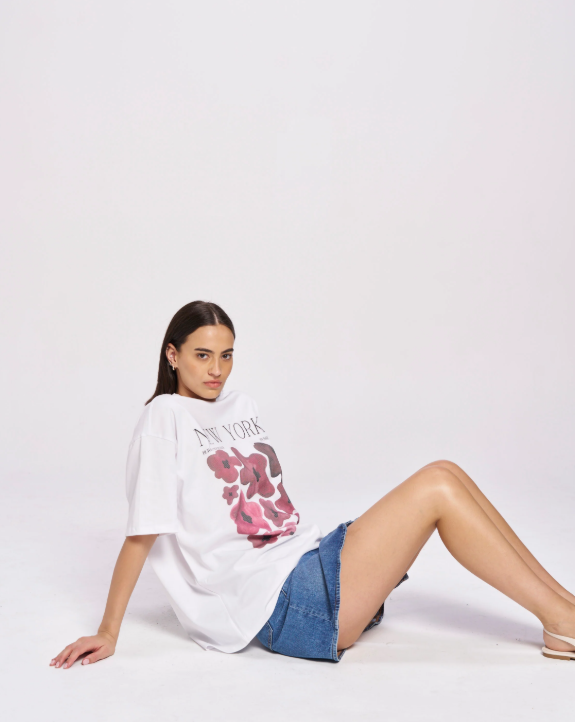Maku - New York Fleur Tee in Lucent White