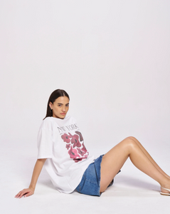 Maku - New York Fleur Tee in Lucent White