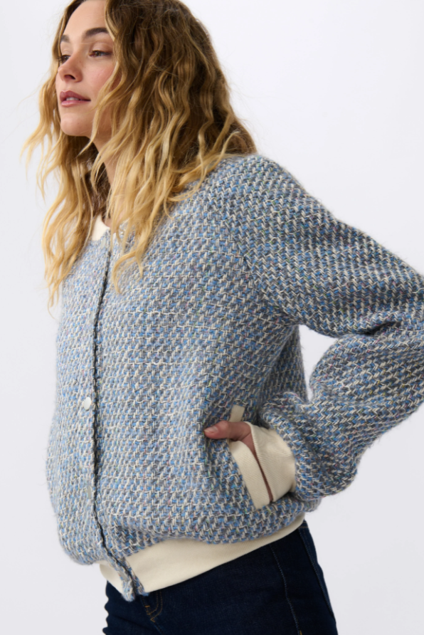 Kireina - Abigail Bomber in Blue/Cream/Pink