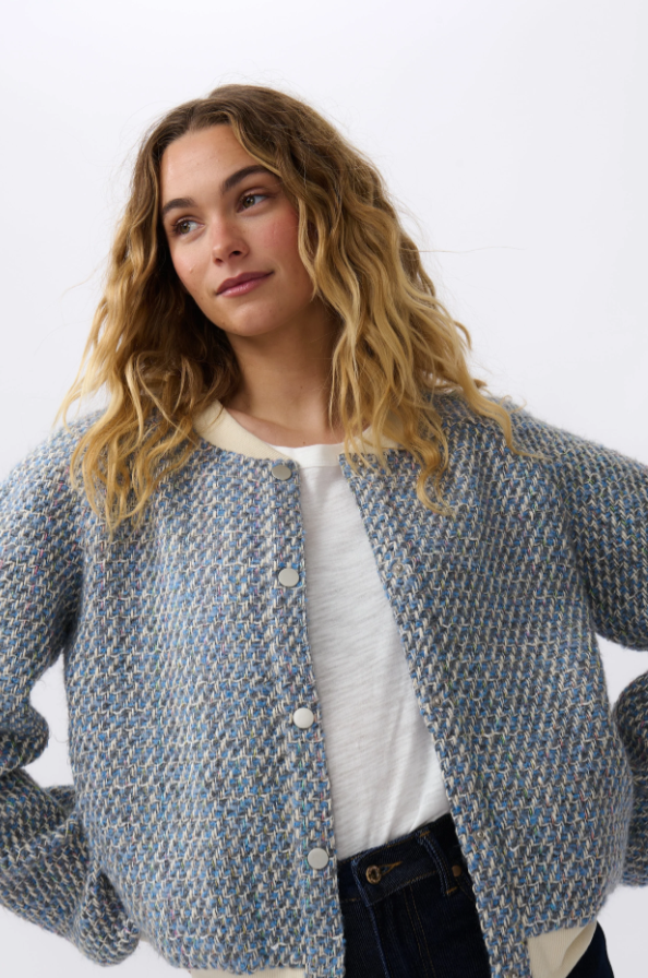 Kireina - Abigail Bomber in Blue/Cream/Pink
