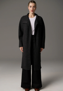 POL - Ruben Draped Coat in Charcoal