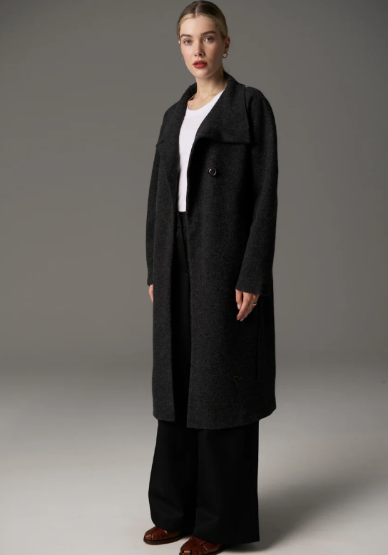 POL - Ruben Draped Coat in Charcoal