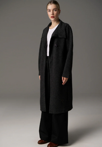POL - Ruben Draped Coat in Charcoal