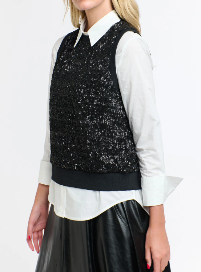 365 Days - Sequin Tank in Black