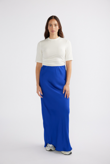 Ena Pelly - Lola Satin Skirt in Electric Blue