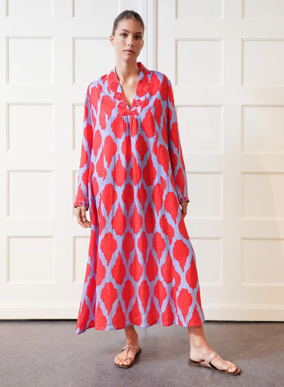 Nimo with Love - Sandalwood Dress in Ikat Red