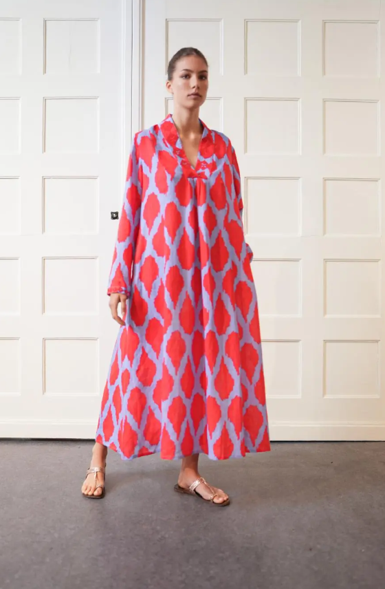Nimo with Love - Sandalwood Dress in Ikat Red