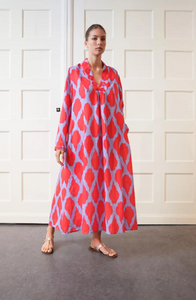Nimo with Love - Sandalwood Dress in Ikat Red