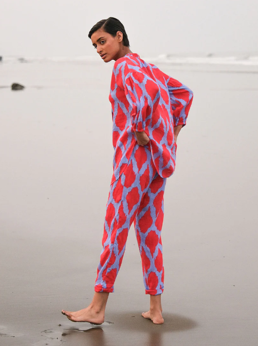 Nimo with Love - Sassafras Blouse in Ikat Red