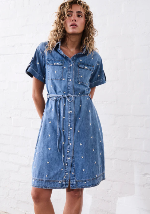 Kireina - Simone Dress in Heart 70's Blue