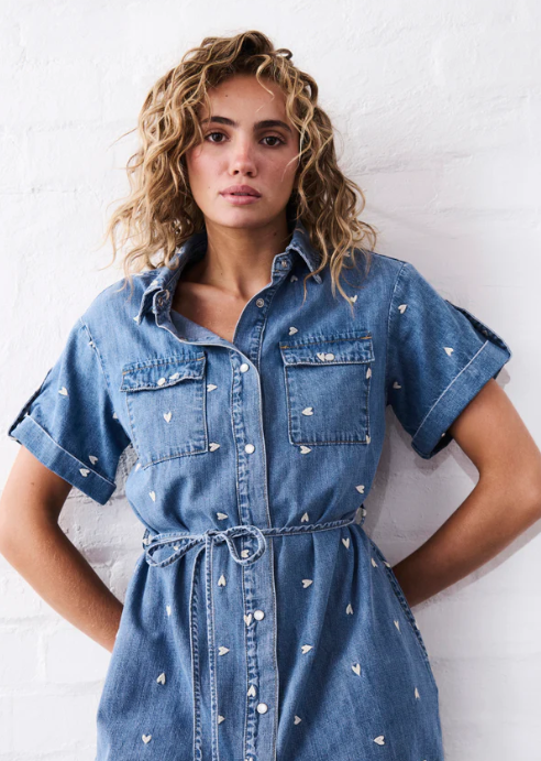 Kireina - Simone Dress in Heart 70's Blue