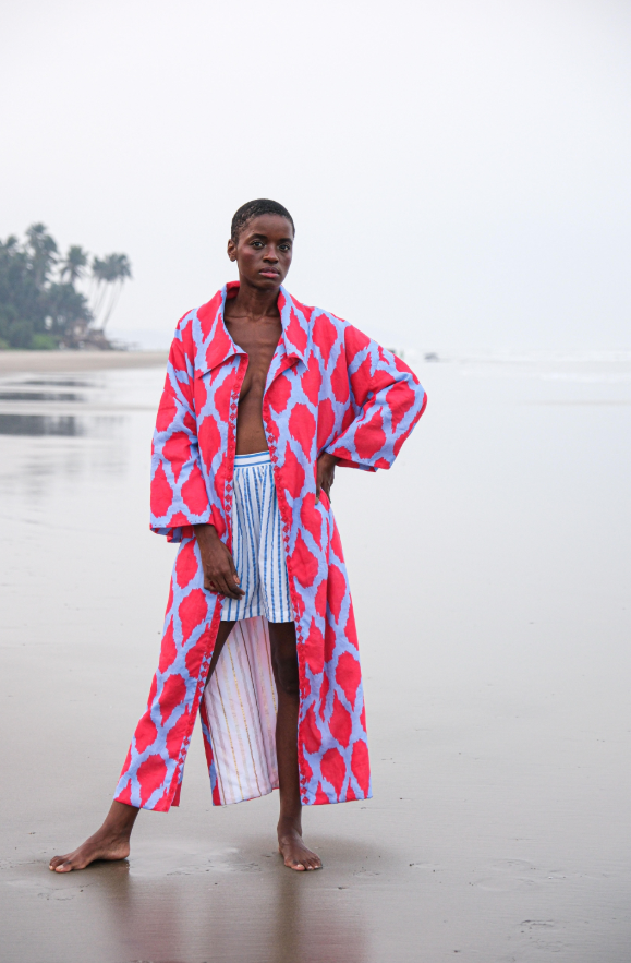 Nimo with Love - Licorice Coat in Ikat Red