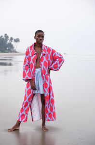 Nimo with Love - Licorice Coat in Ikat Red
