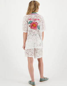 Me369 - Megan Lace Shirt With Knit Collar